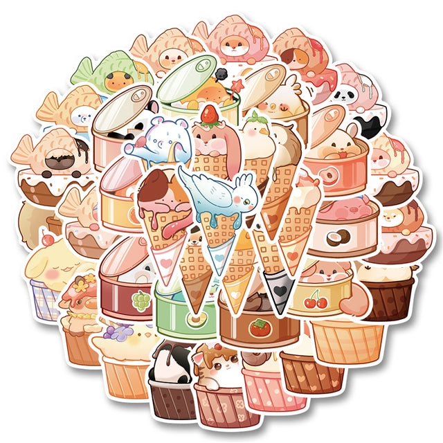 Animal Food Sticker Pack  (50 stickers)