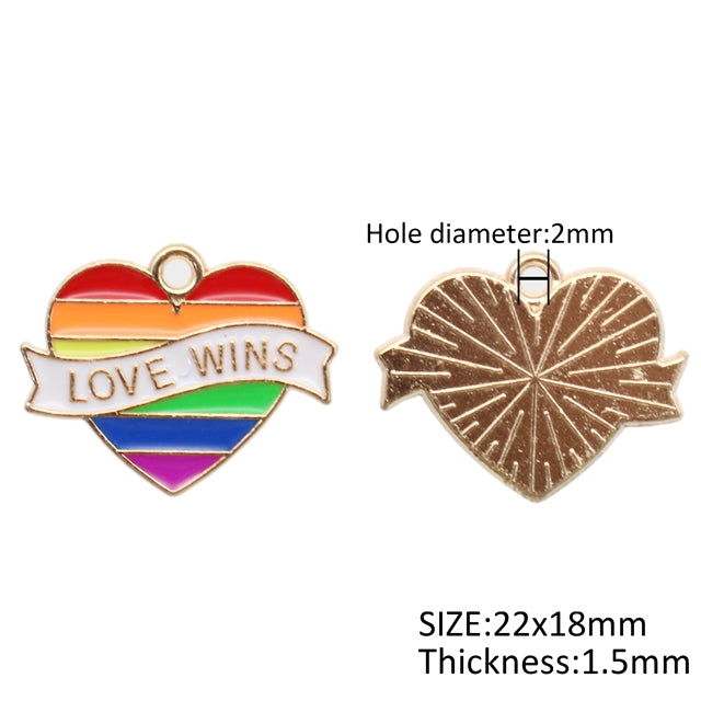 Love Wins Banner Heart Charm