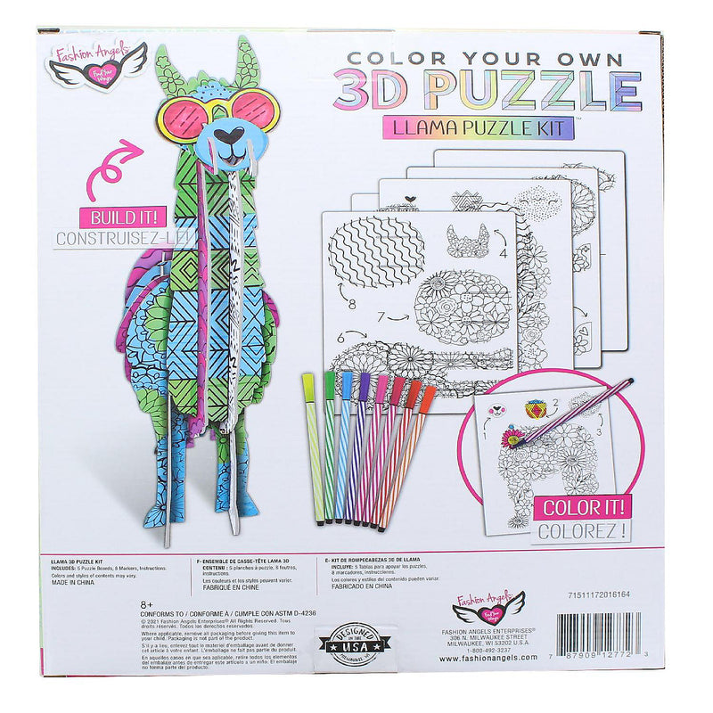 Color Your Own 3D Llama Puzzle Kit