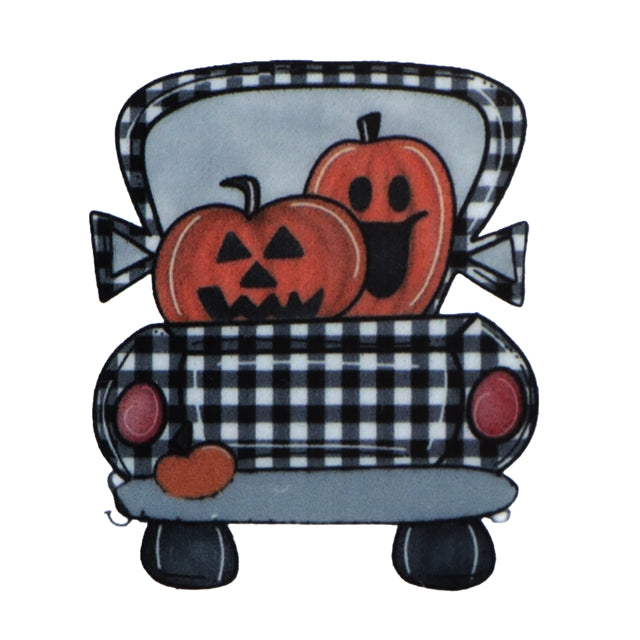 Pumpkins in a Plaid Truck Planar Resin - Pack of 5