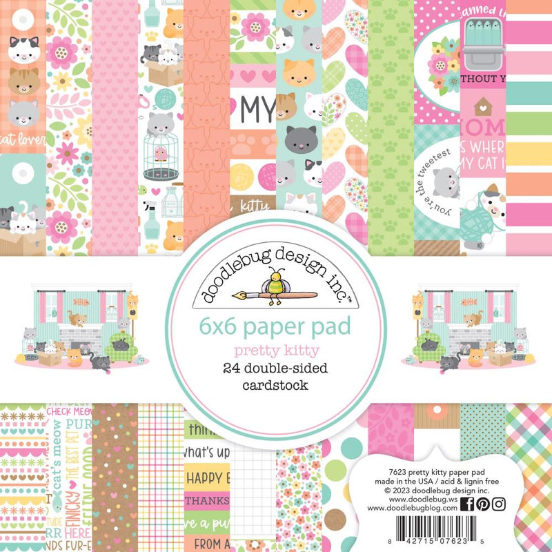 Doodlebug Double-Sided Paper Pad 6"X6" 24/Pkg - Pretty Kitty