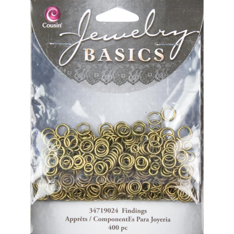 Jewelry Basics Metal Findings 400/Pkg - Antique Gold Jump Rings 4mm To 6mm