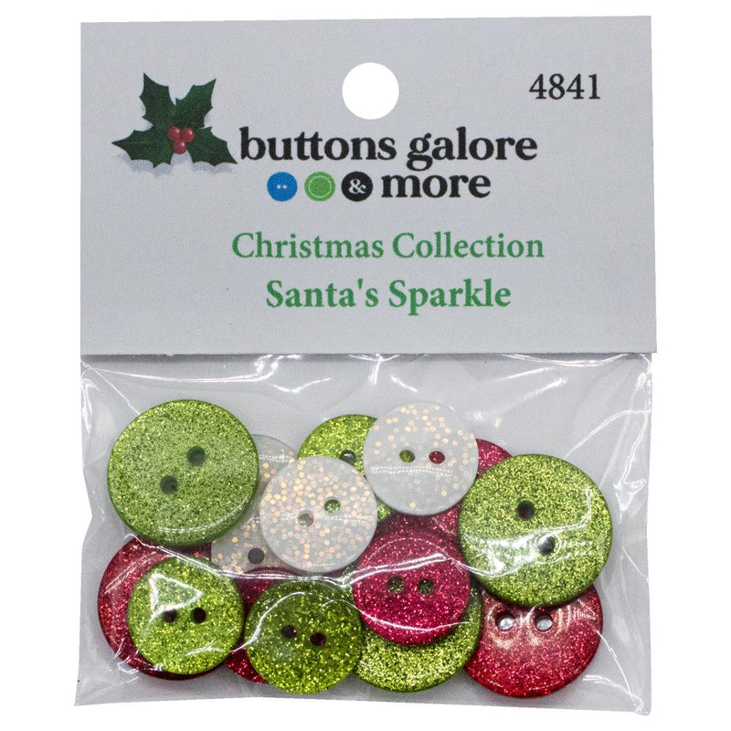Buttons Galore Christmas Themed Buttons: Santa's Sparkle 16/Pkg