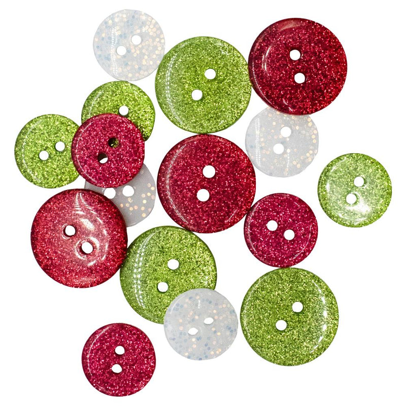 Buttons Galore Christmas Themed Buttons: Santa's Sparkle 16/Pkg