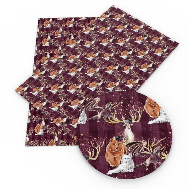 Winter Woodland Animals Faux Leather Sheet