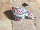 7/8” USDR White Dotted Loops Ribbon