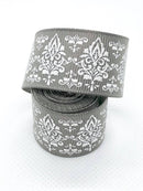 7/8” Grey Glitter Damask Ribbon