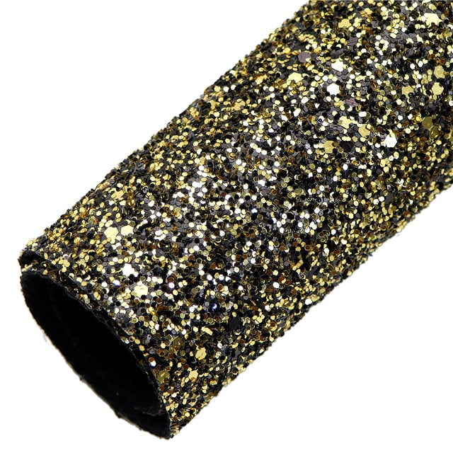 Black and Gold Sparkle Chunky Glitter Roll