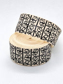 7/8” Black Scroll Ribbon - Light Tan