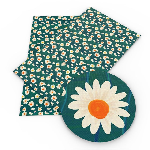 Watercolor Daisies Faux Leather Sheet