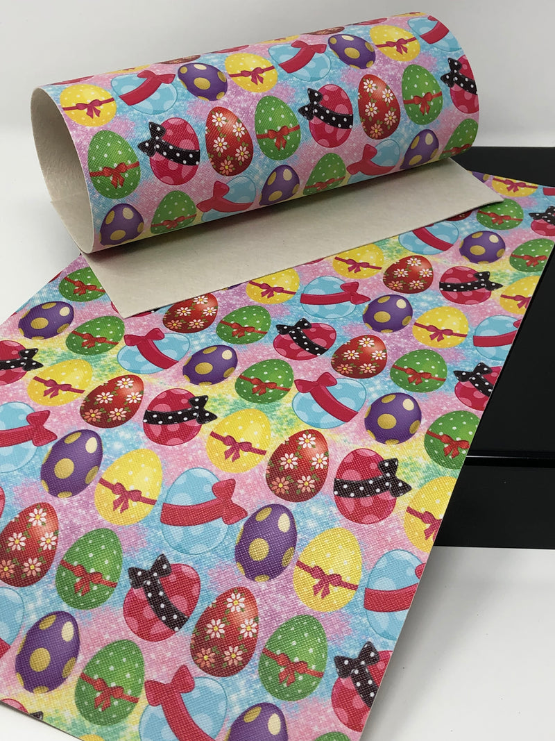 Rainbow Easter Eggs Faux Leather Sheet