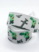 7/8” Zombie Girl Ribbon - Light Grey