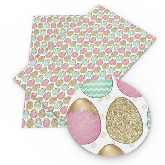 Gold Easter Eggs Faux Leather Sheet
