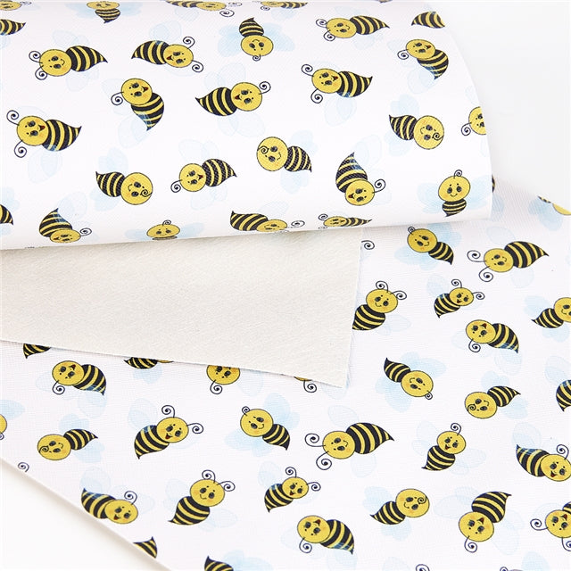 Happy Bees Faux Leather Sheet