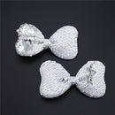 Large White and Silver Mermaid Sequin Bow Applique