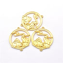 Rabbit Scene Gold Tone Connector Pendant