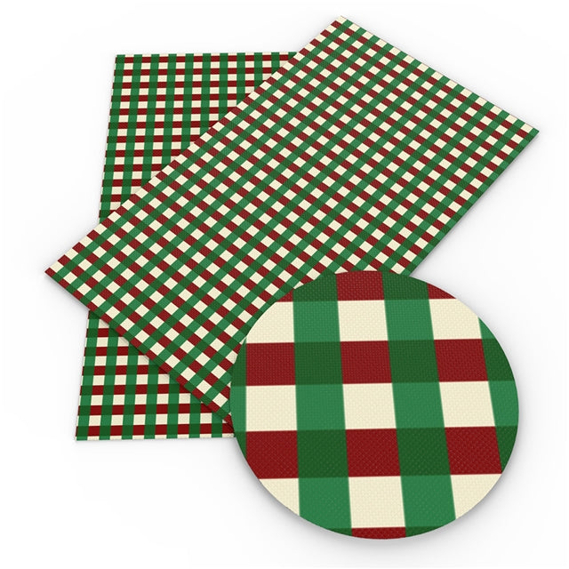 Red and Green Gingham Faux Leather Sheet