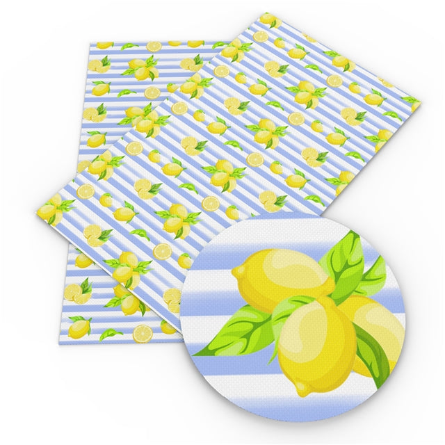 Lemons and Stripes Faux Leather Sheet