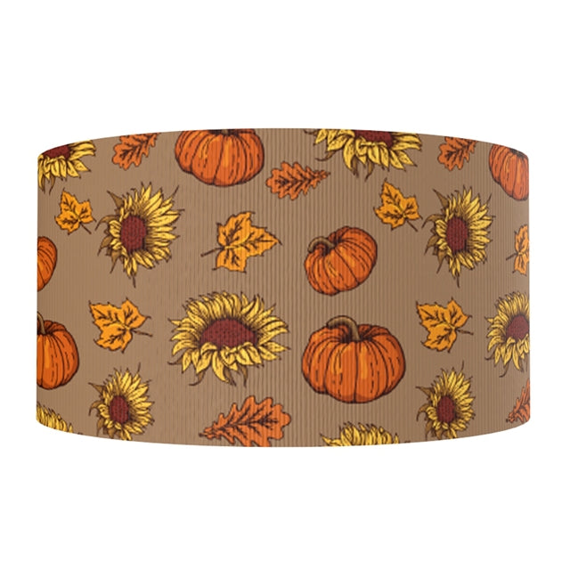3" Pumpkins and Sunflowers Ribbon