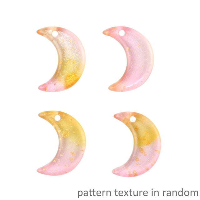 Yellow and Pink Gradient Moon Czech Glass Charm