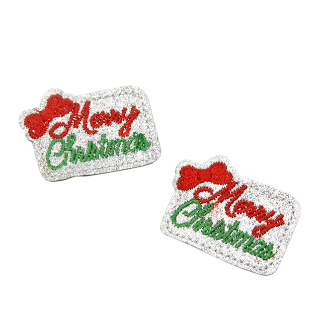 Merry Christmas Faux Leather Patch - Pack of 5