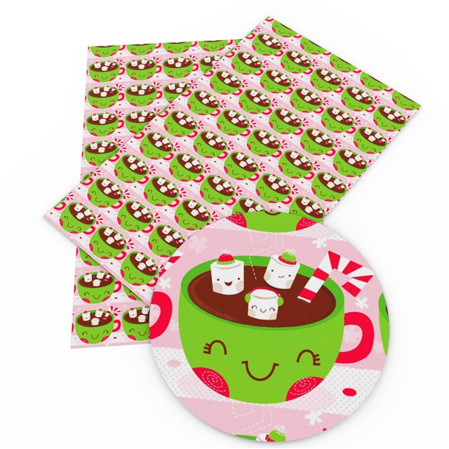 Happy Cocoa and Marshmallows Faux Leather Sheet