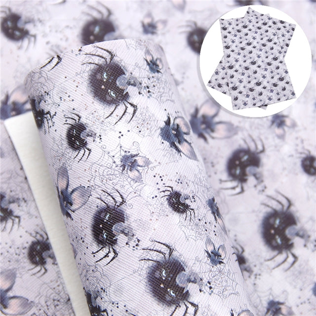 Cute Spiders and Bats Faux Leather Sheet
