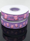 7/8” USDR Piggy is My Name Ribbon - Grape