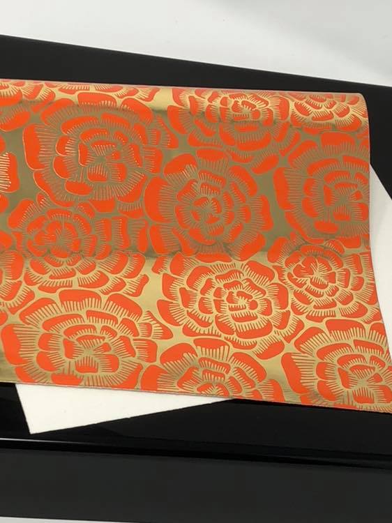 Red and Gold Floral Faux Leather Sheet