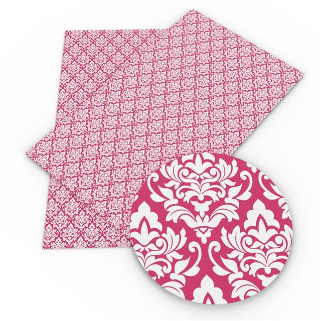 Pink Damask Faux Leather Sheet