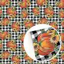 Buffalo Plaid Pumpkins Faux Leather Sheet