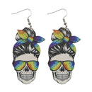 Rainbow Skull Wood Earrings (1 pair)