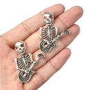 Antique Silver Skeleton Playing Guitar Pendant