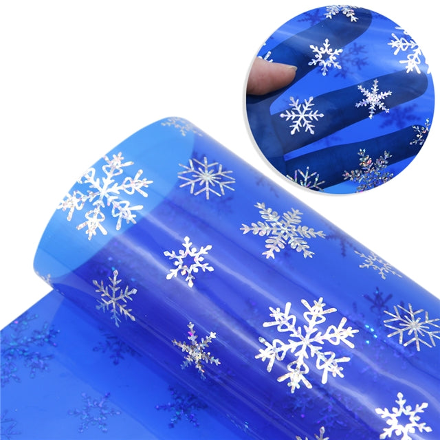 Holographic Snowflake Clear Jelly Sheet - Blue