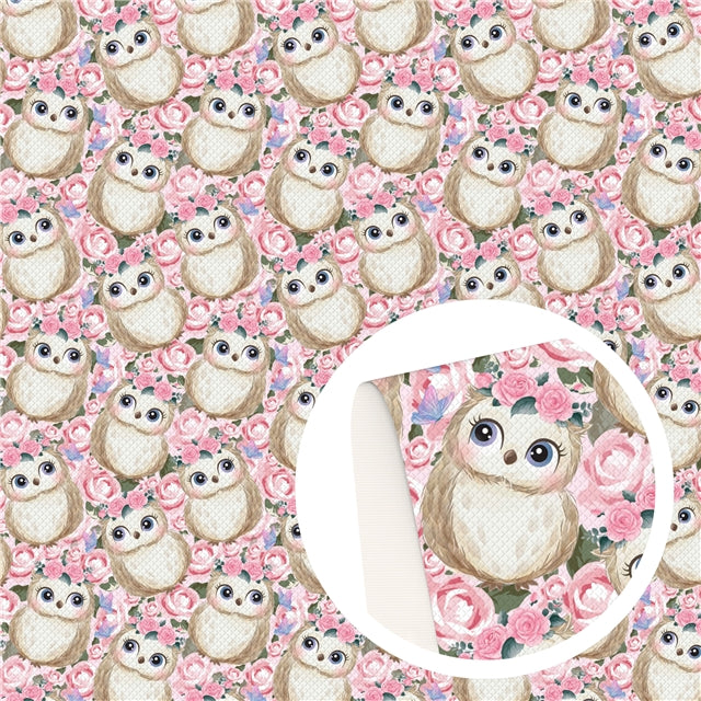 Spring Owls Faux Leather Sheet