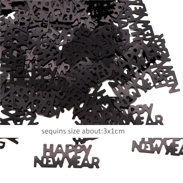 Black Happy New Year Sequins 10g bag
