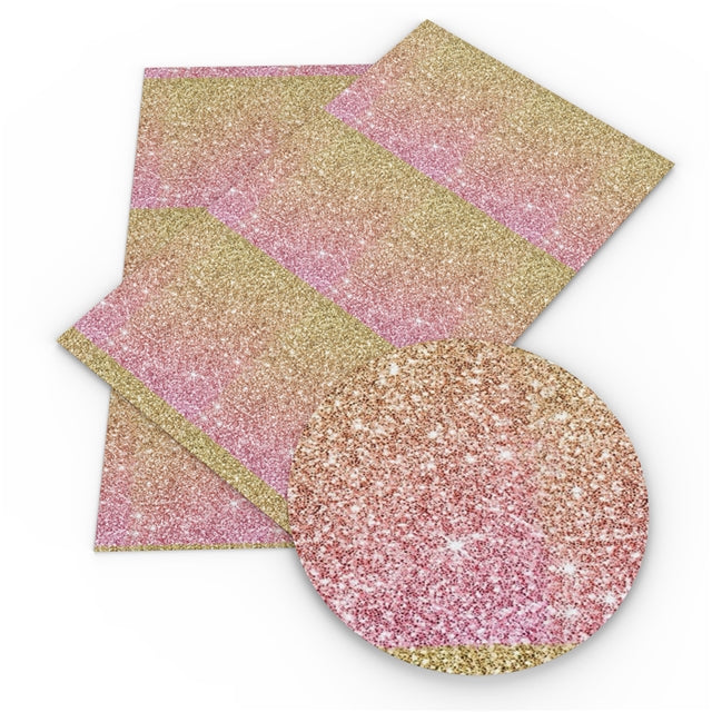 Pink and Gold Faux Glitter Faux Leather Sheet