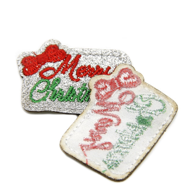 Merry Christmas Faux Leather Patch - Pack of 5