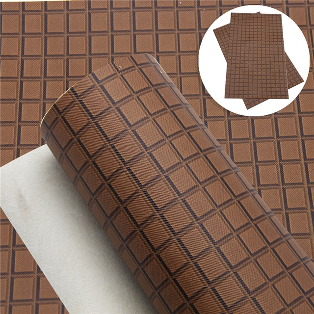 Chocolate Waffle Print Faux Leather Sheet