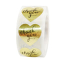 1" Gold Heart Thank You Stickers (roll of 500)