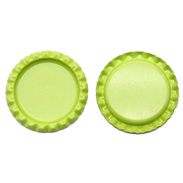 Green Flattened Bottle Cap - Pack of 10