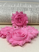 2.5" Bubble Gum Pink Shabby Flower