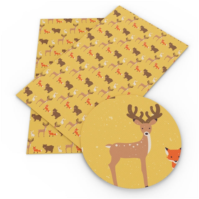 Yellow Animals Faux Leather Sheet