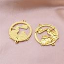 Rabbit Scene Gold Tone Connector Pendant