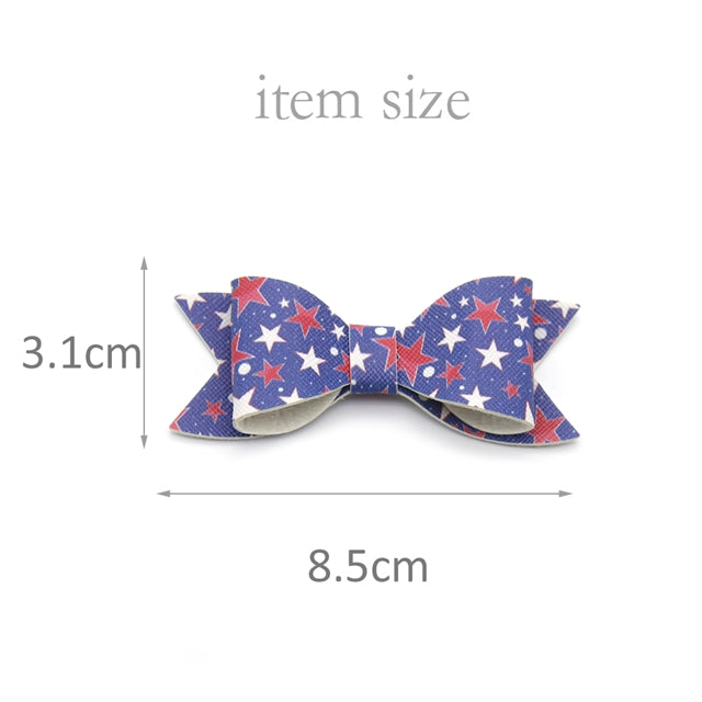 Patriotic Stars Faux Leather Bow - Pack of 2