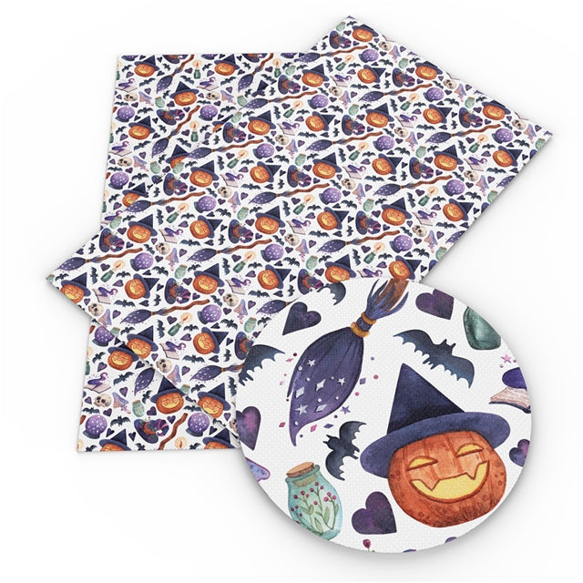 Witch Pumpkins Faux Leather Sheet