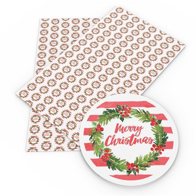 Merry Christmas Wreath Faux Leather Sheet
