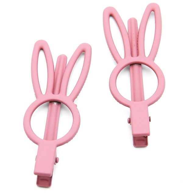 Blush Rabbit Hair Clip with Teeth - Pack of 2