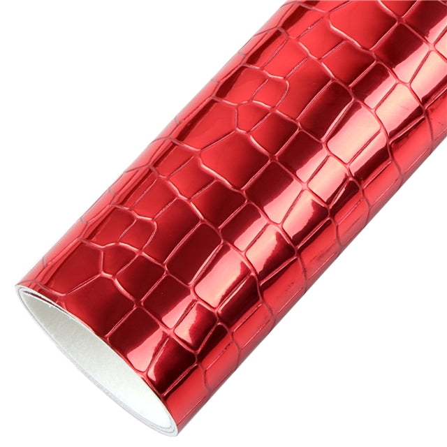 Red Faux Alligator Skin Faux Leather Sheet