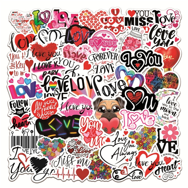 Heart Phrase Sticker Pack  (50 stickers)